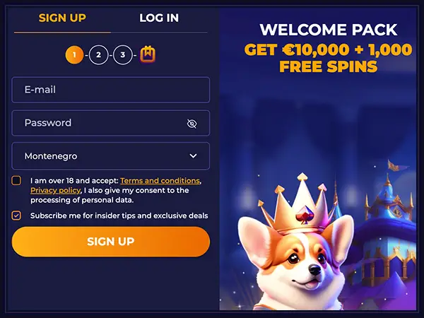 CorgiSlot Casino Registration